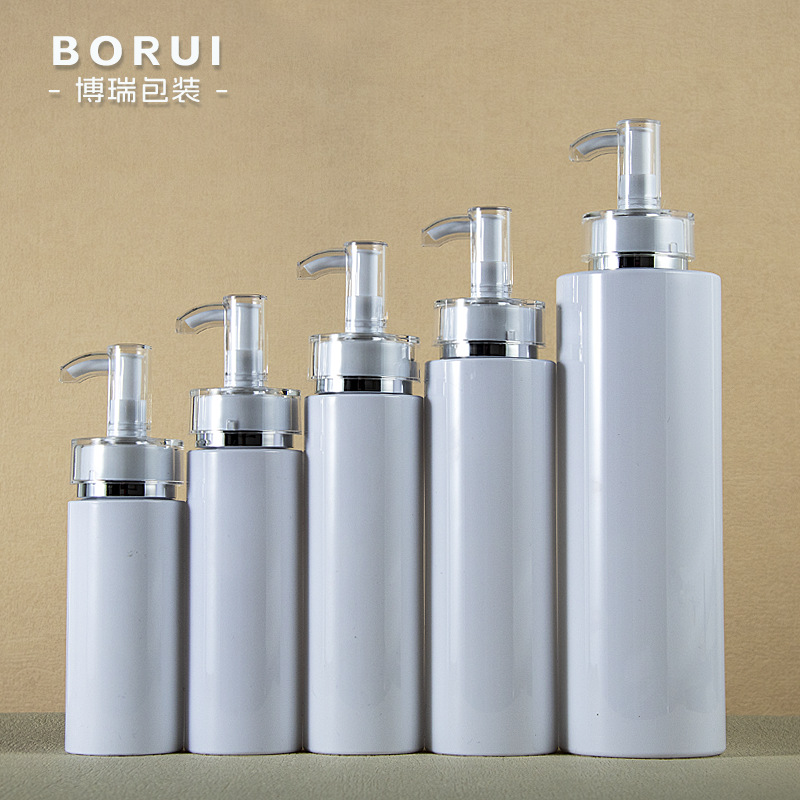 200ml乳液瓶洗发水沐浴露瓶白色圆柱泵头瓶500ml按压式塑料瓶液体