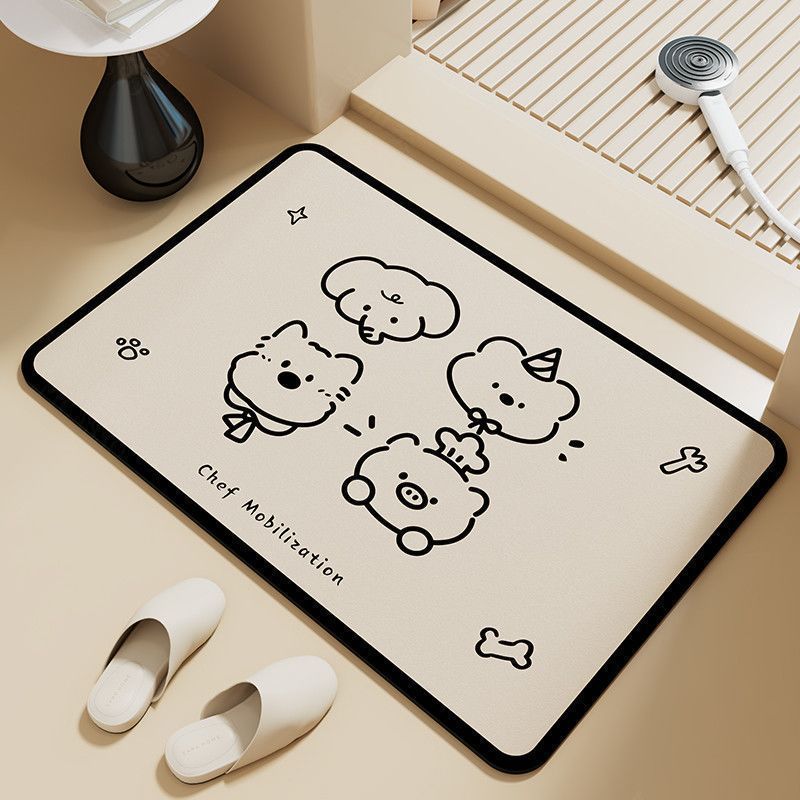 Cross-Border In-Stock European-Style Light Luxury Butterfly Absorbent Diatomaceous Earth Floor Mat Bathroom Mat Bedroom Bedside Mat Home Use Dropshipping