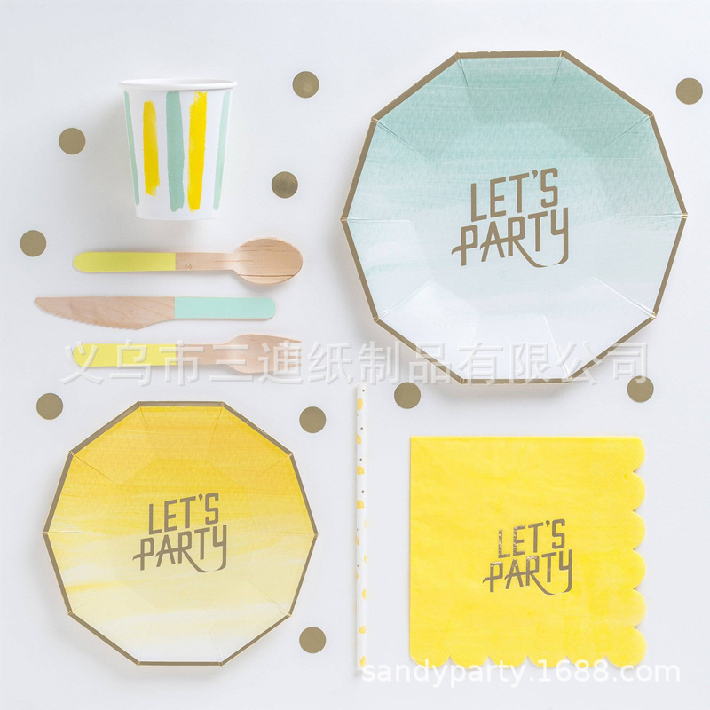 Disposable cutlery tray paper tray paper cups bronzing decagonal letters party suit environmentally friendly biodegradable picnic Disposable cutlery tray paper tray paper cups bronzing decagonal letters party suit environmentally friendly biodegradable picnic