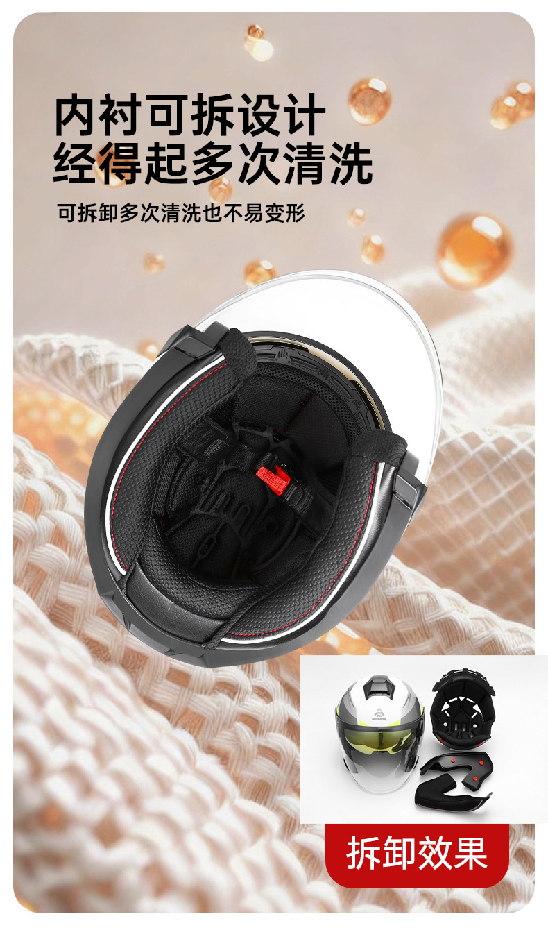 Motorcycle 3/4 Helmet Riding Helmet Double Mirror Motorcycle Helmet Electric Vehicle Pedal Riding Helmet Security Hat