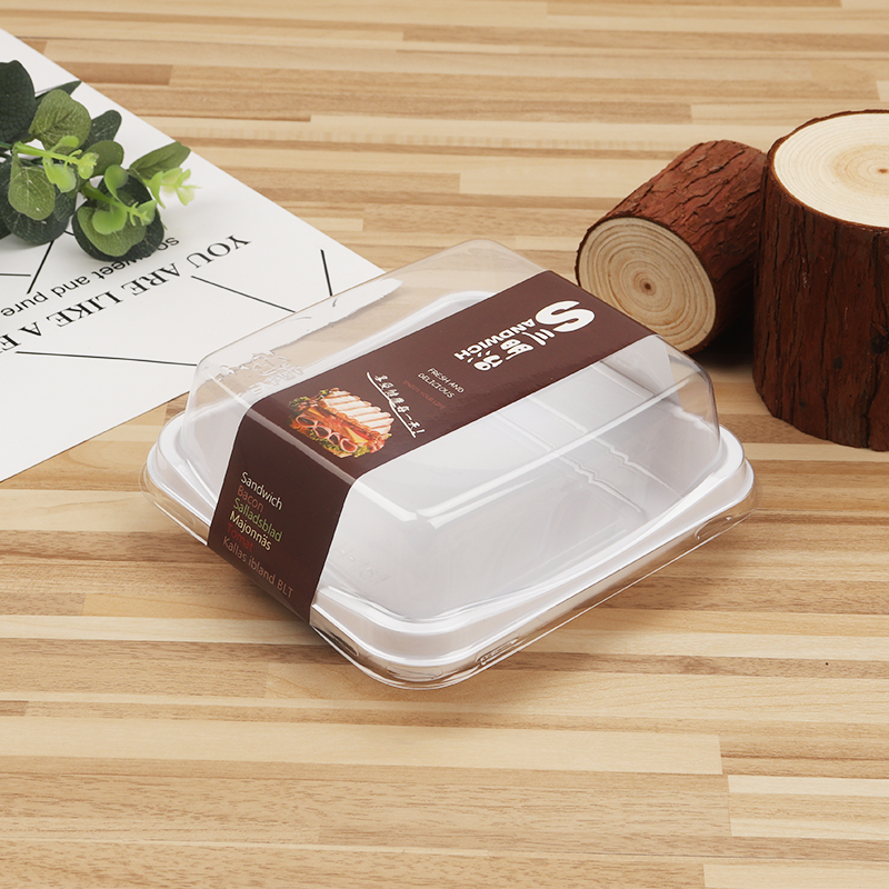 Caja de estilo cuadrado + pegatinas de sándwich marrón 50 juegos - caja de sándwich