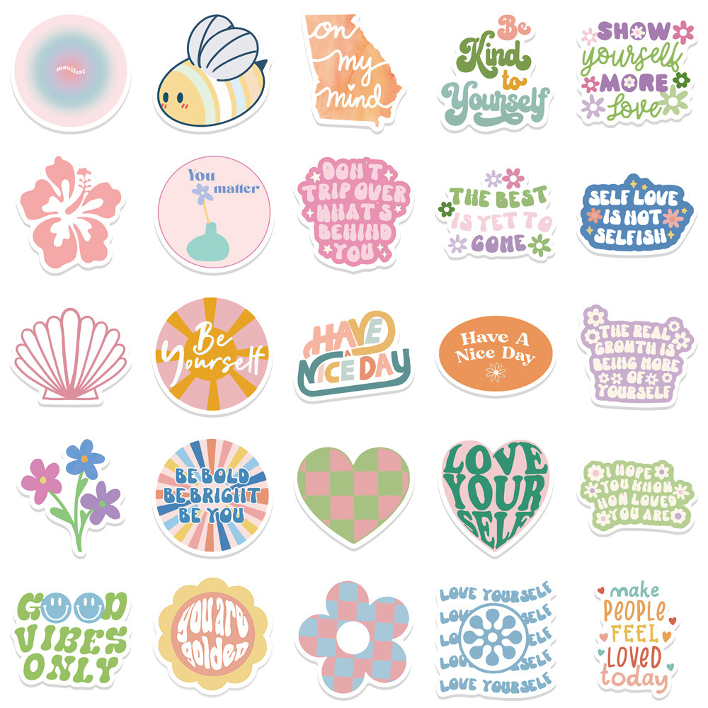 100 piezas de amazon popular estilo danés vscograffiti pegatinas DIY equipaje refrigerador taza de agua pegatinas de corazón de niña