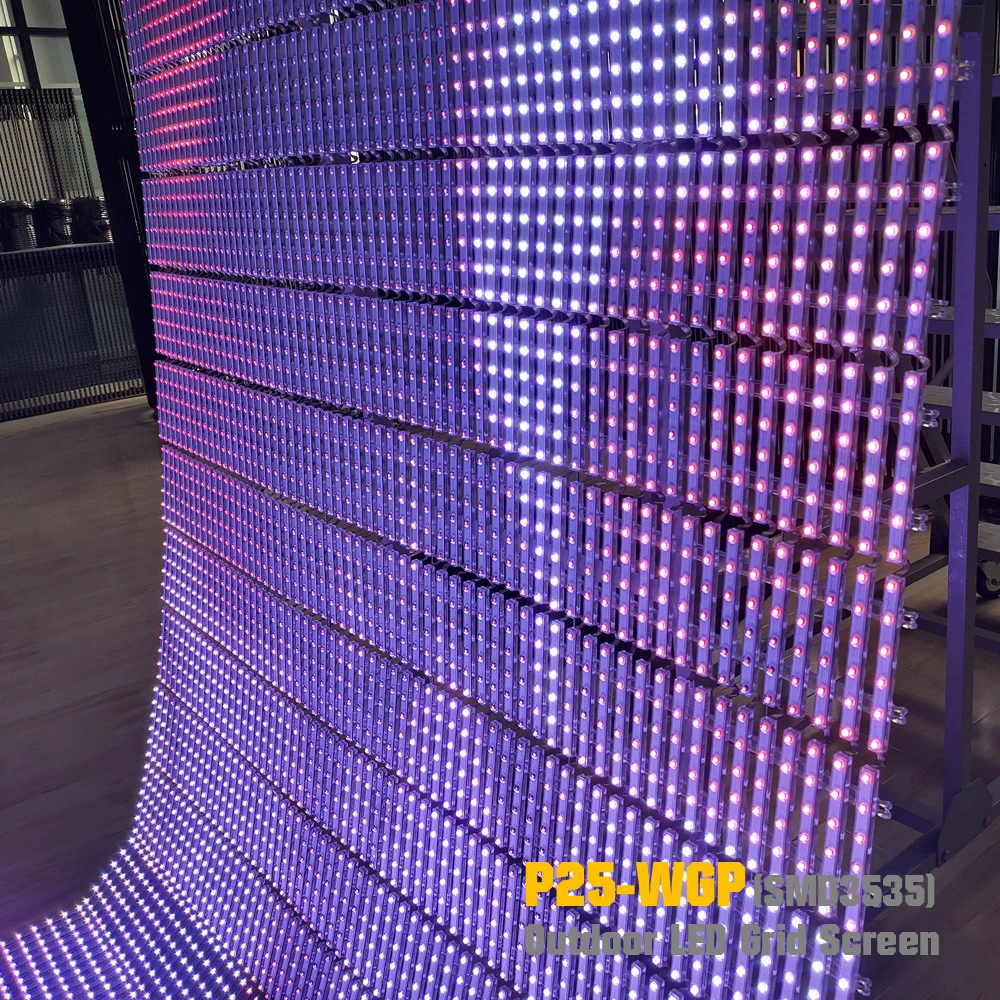 Гибкая стеклянная сетка P25WGP‑LED, экран twilight, крупномасштабное небо‑на‑экране, экран‑решетка LED