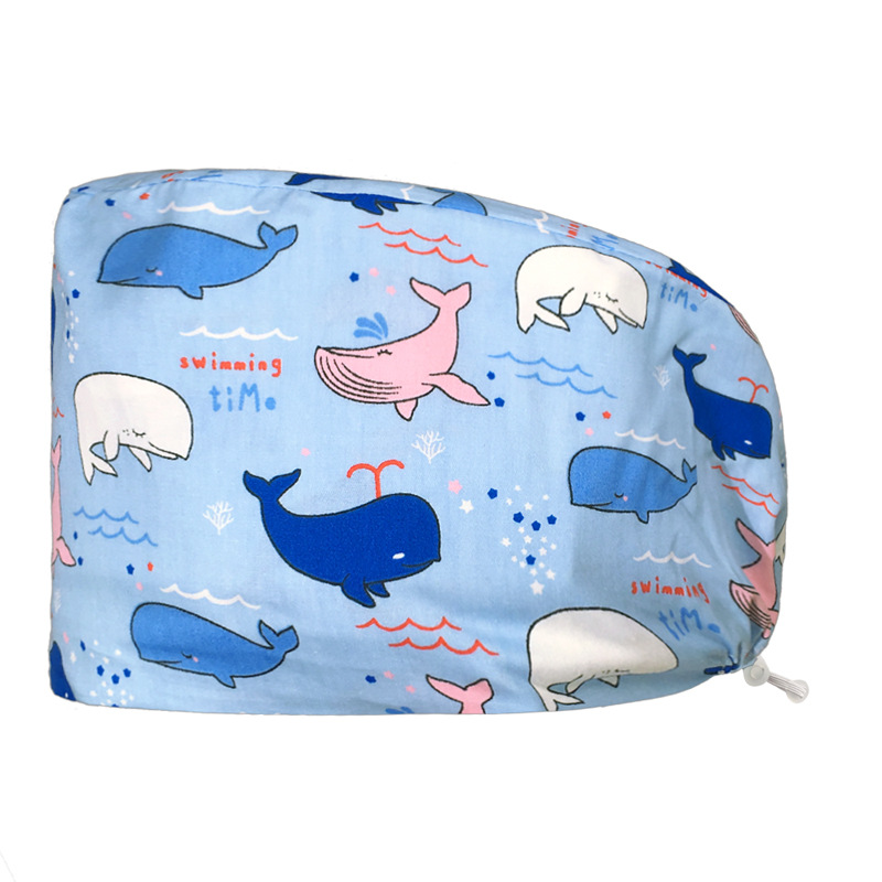 Algodón puro impreso casquillo de la enfermera tapa médica hogar tapa de la cocina aceite de catering a prueba de humo anti-pelo sombrero de trabajo de la enfermera