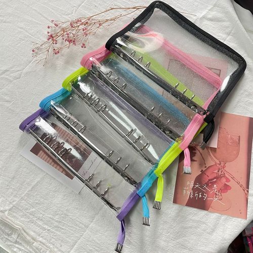 Korean PVC transparent sparkles binder zipper hole handnotebook card case cover photo album name card storage bag