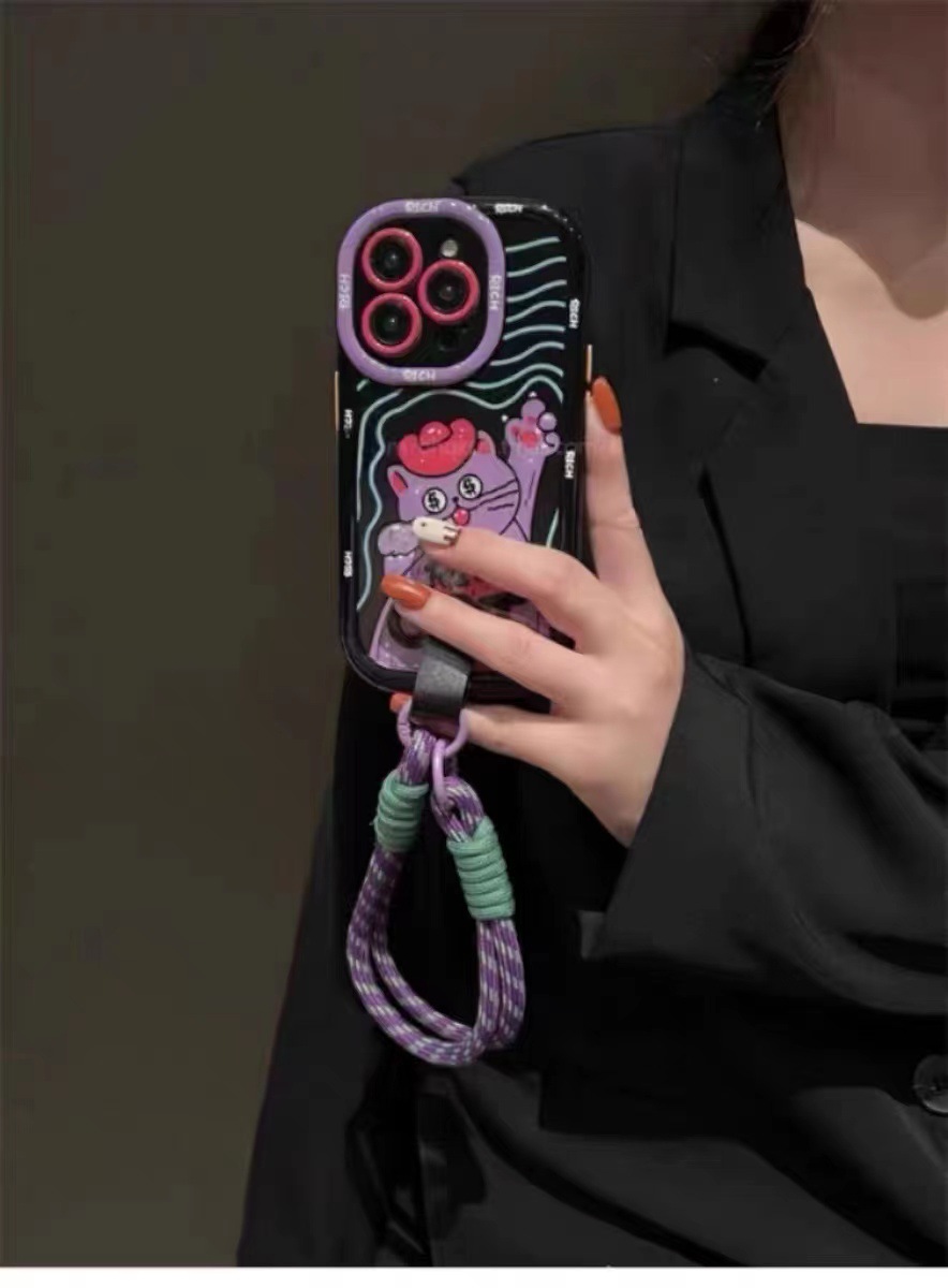 Blooming Rosa verde RICA carta de Apple 15ProMax clip trasero cordón 13/14 caja del teléfono para Huawei M50 suave