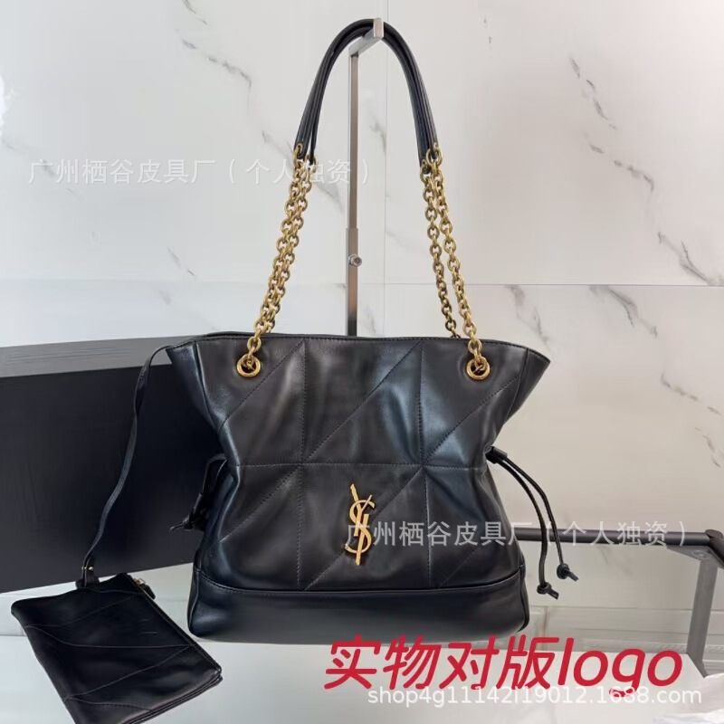 Genuine Leather New Yangshulin Jamie Chain Bag Women's Retro Large Capacity Mother-In-Law Tote Goatskin Large Bag Shopping Bag