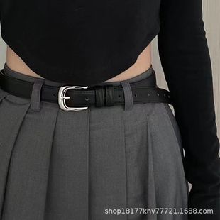 Simple and versatile belt trousers for women new belt black Korean student Korean belt thin style without punching