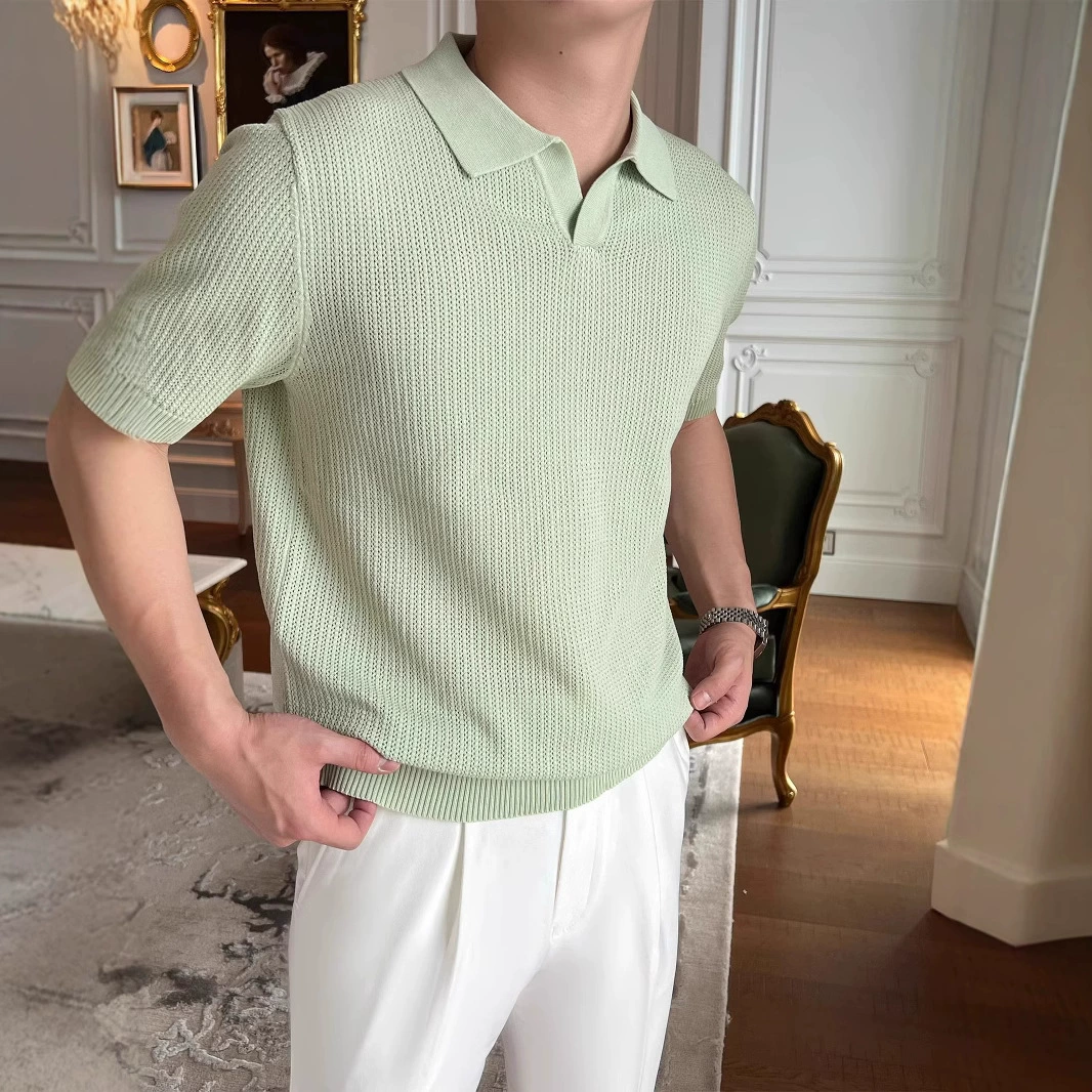 Мужская летняя тонкая трикотажная поло с коротким рукавом, повседневная дышащая футболка-поло, дропшиппинг