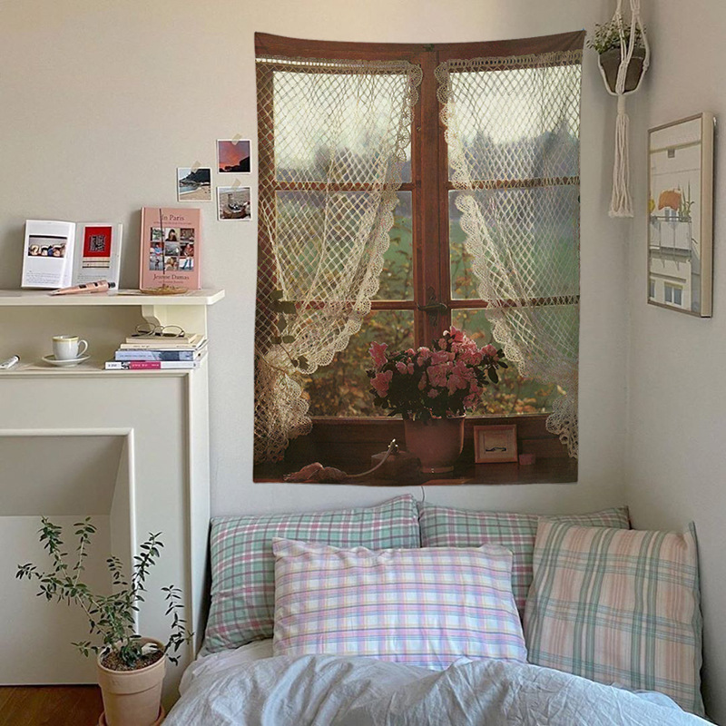 American Rural Retro Style Old Window Hanging Cloth Rental Renovation Good Things Homestay Layout Wall Decoration Background Cloth