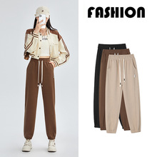 运动裤女秋冬2023新款高腰宽松束脚防风裤小个子哈伦休闲卫裤