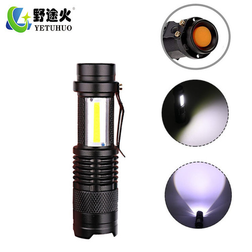 Built-in Q5 dimming mini strong light 365 purple light SK68 dry battery retractable zoom portable cob small flashlight