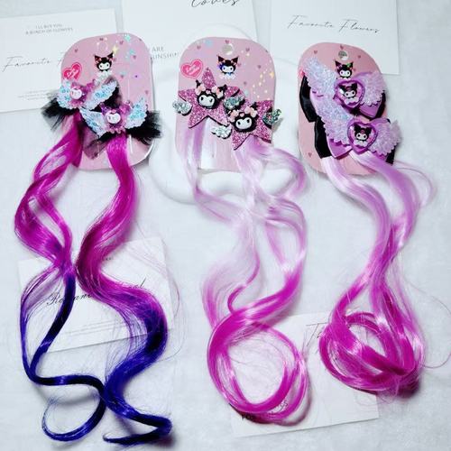 Kuromi Children's Half-Updo Dyed Braided Hair Clip Cartoon Cute Five-Star Hair Accessory for Girls