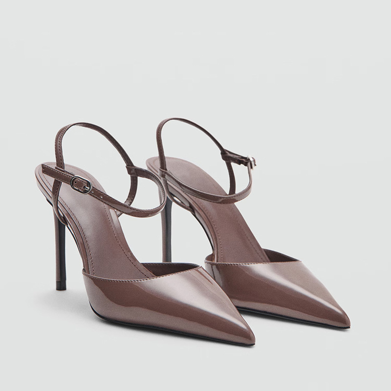 Baotou Sandals for Women 2025 Summer New Arrivals, Patent Leather Effect, Shallow Pointed Toe High Heels, Women's Mules Baotou Sandals for Women 2025 Summer New Arrivals, Patent Leather Effect, Shallow Pointed Toe High Heels, Women's Mules
