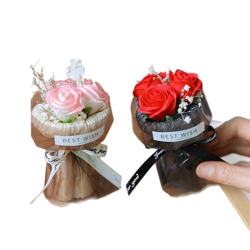 ミニポケットミーティング小さな花束ローズソープフラワー永遠の花造花ギフトボックス誕生日ギフト装飾|undefined