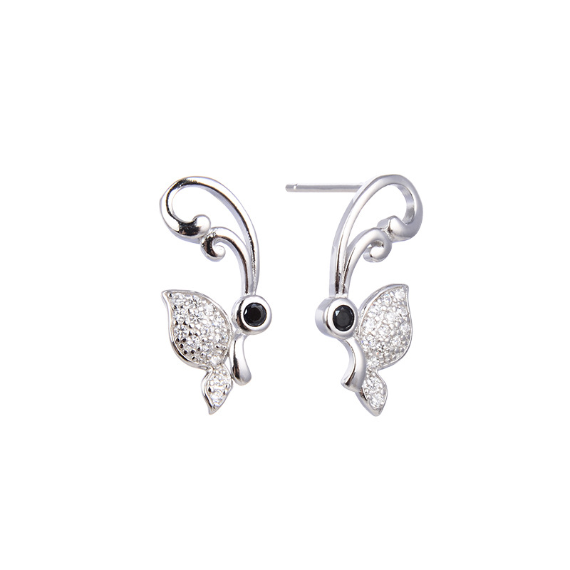 Pendientes de mariposa para mujer 925 plata esterlina diseño de nicho 2024 nuevos pendientes de diamantes completos ins elegantes pendientes de alta calidad