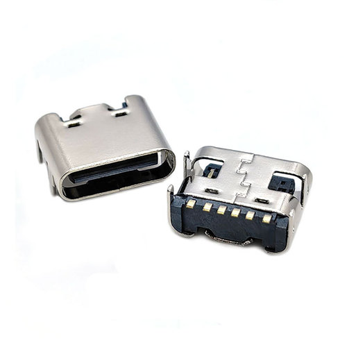 Type-C female 6P connector 6.8 four-pin patch USB female interface horizontal type c charging socket