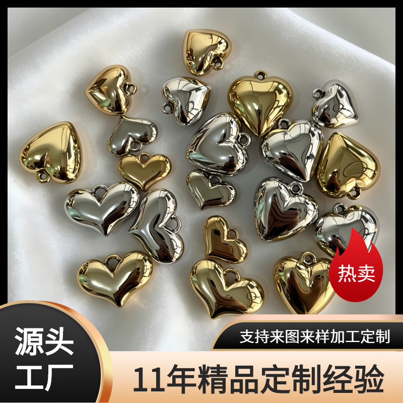 Electroplated Uv Heart-Shaped Pendant Accessories, Acrylic DIY Jewelry, Heart-Shaped Accessories, Necklace Accessories