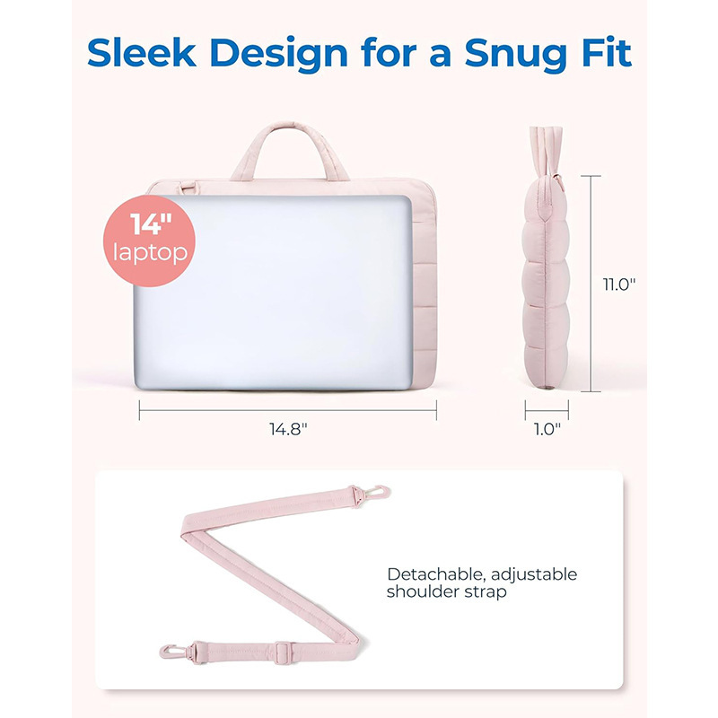 Amazon nuevo bolso de computadora portátil bolso de hombro computadora bolso de computadora portátil esponjoso correa de hombro ajustable