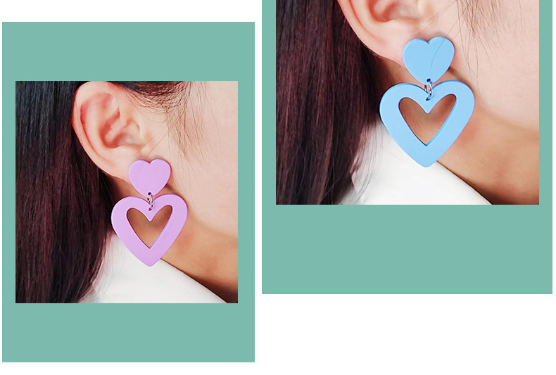 12g Weight Drop Earrings Classification 1 Pair Quantity Daily Occasion 1 Pair Heart Shape Spray Paint Arylic Drop Earrings