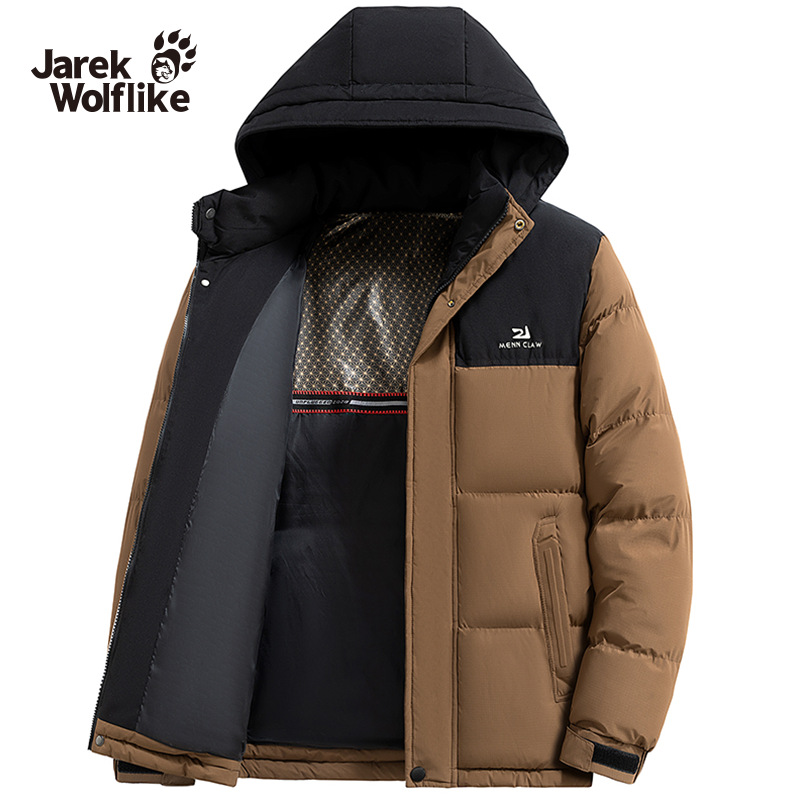 Wolf JAREK 그래 핀 코튼 패딩 재킷 남성용 가을과 겨울 새로운면 패딩 재킷 후드 빵 재킷 다운 코튼 겨울 코트 남성용