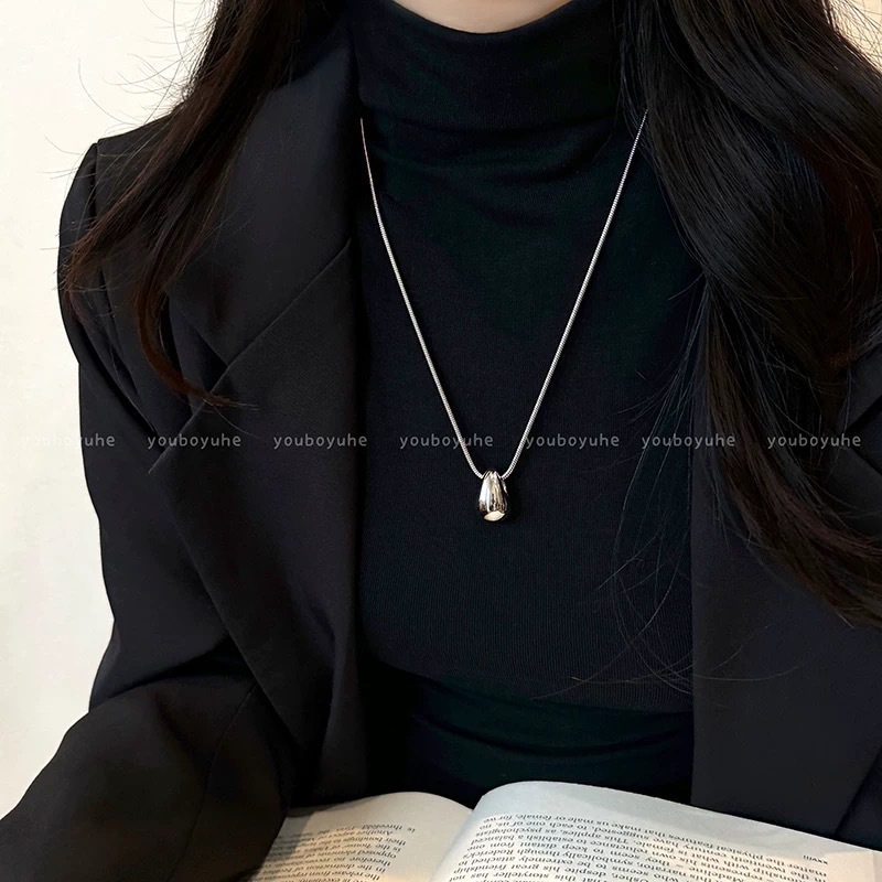 Collar de acero de titanio de plata simple de gota de agua para mujeres 2025 nuevo otoño no decolor largo chaîne de suéter accesorios de chaîne de suéter image 2