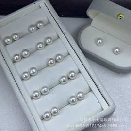 淡水珍珠耳钉8-9mm6A馒头素钉s925纯银耳针不含礼盒诸暨珍珠批发