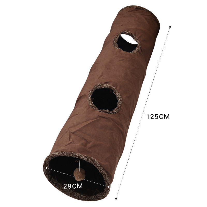 Suministros para mascotas Amazon nueva gamuza recta a través del gato Túnel de juguete túnel plegable auto-Hola gato de juguete