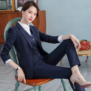 秋冬新款免烫西服外套女士职业正装长袖西装三件套酒店经理工作服