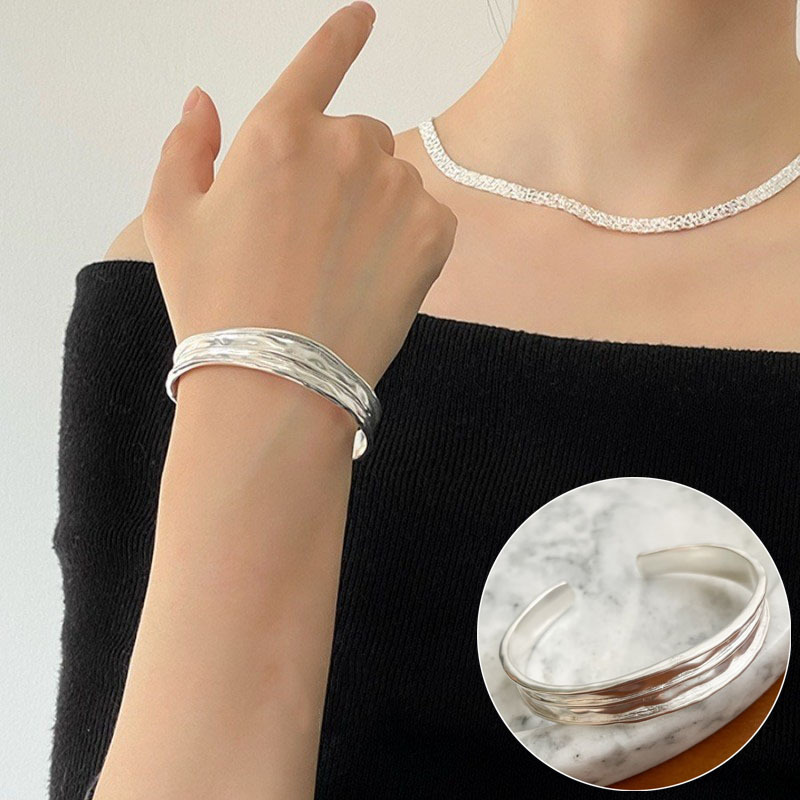 Twist tejido S925 pulsera chapada en plata para hombres y mujeres personalidad retro pulsera de plata tailandesa diseño de nicho original joyería abierta