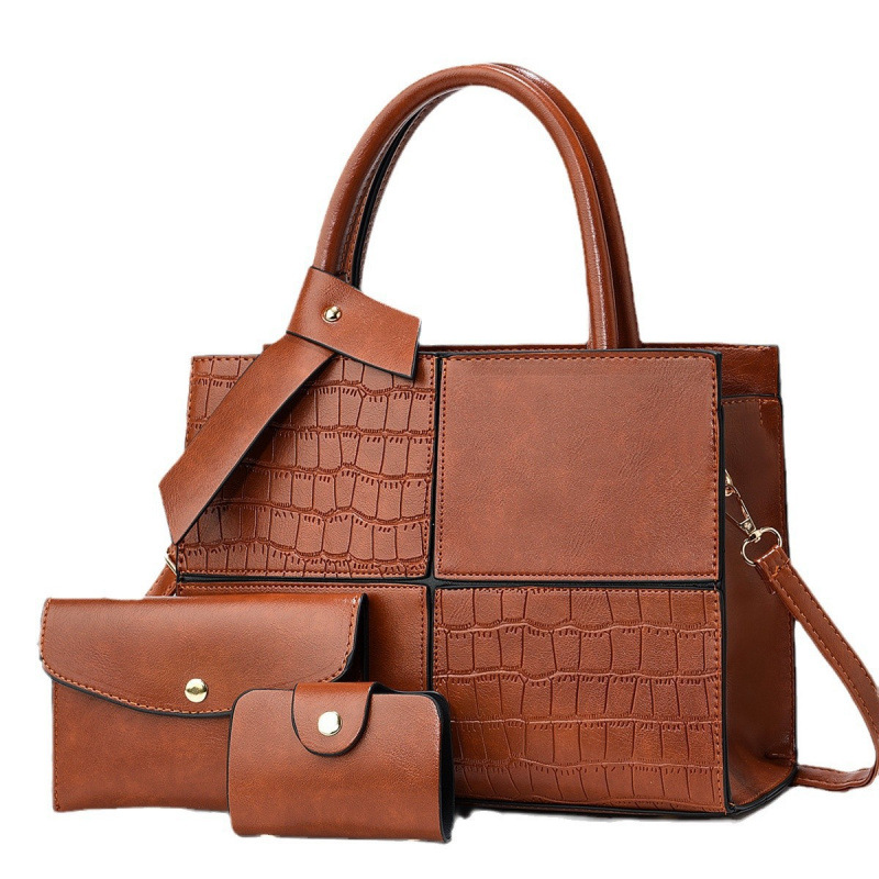 Bolsas de tres piezas, bolsas de moda de gran capacidad, bolsas de hombro, bolsas transfronterizas, bolsas de empalme con patrón de cocodrilo, atmósfera