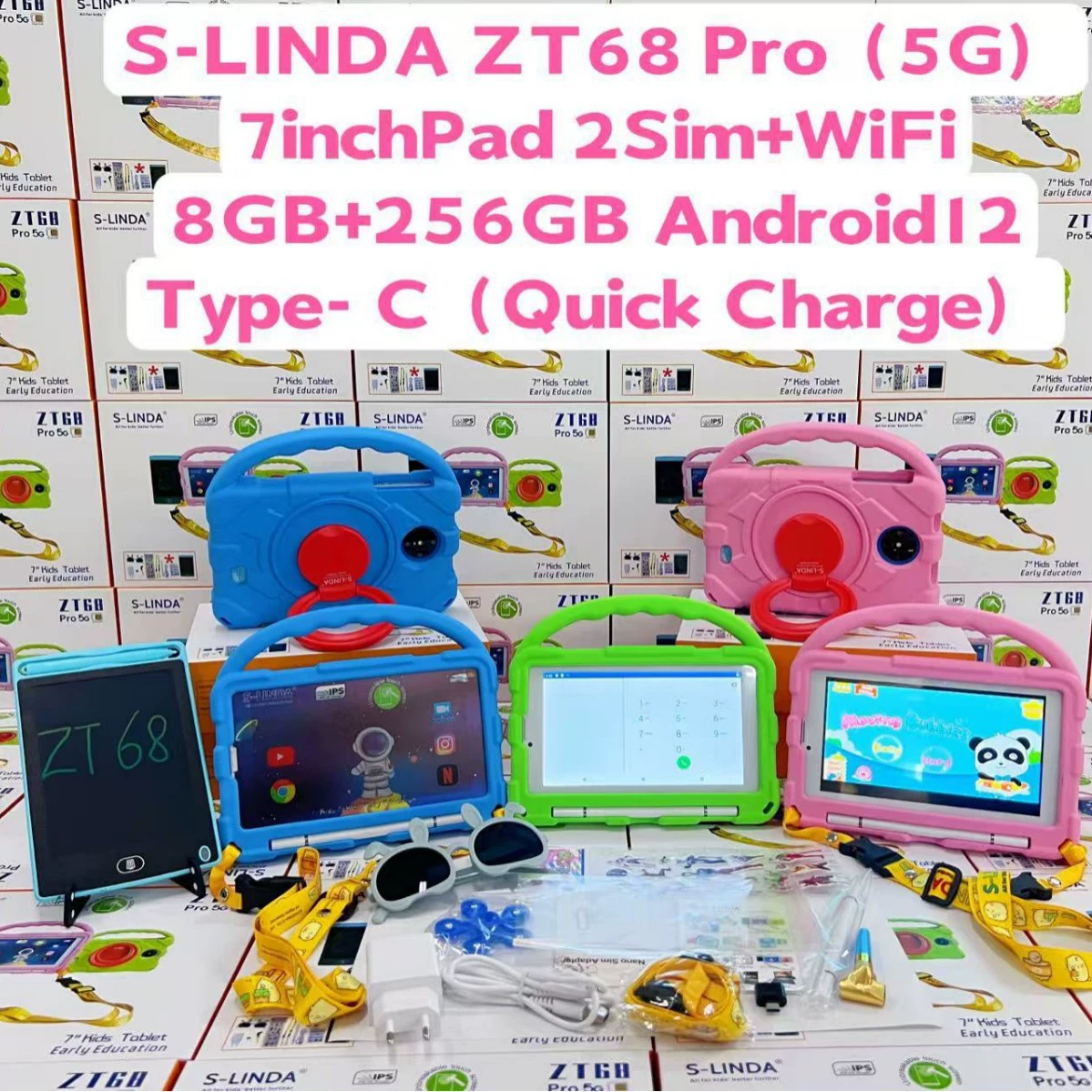 Планшет ПК S-LINDA ZT68Pro, 7-дюймовый детский планшет с функцией звонка, SIM + Wi-Fi