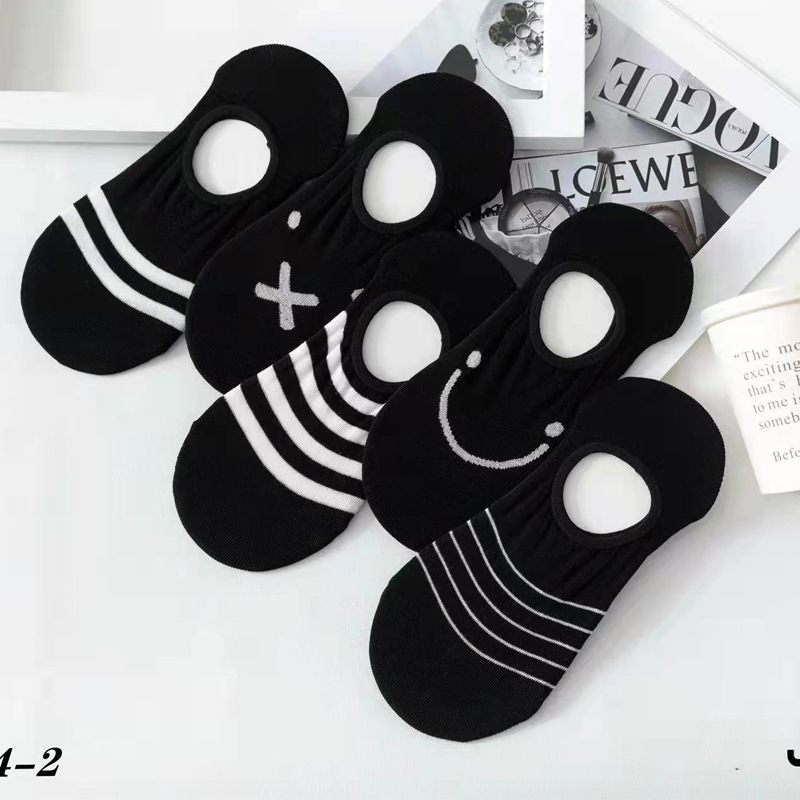 Socks Women's Short Socks Spring and Summer Thin Invisible Socks Striped Black Low Waist Low-cut Boat Socks Korean-style ins Trendy All-match
