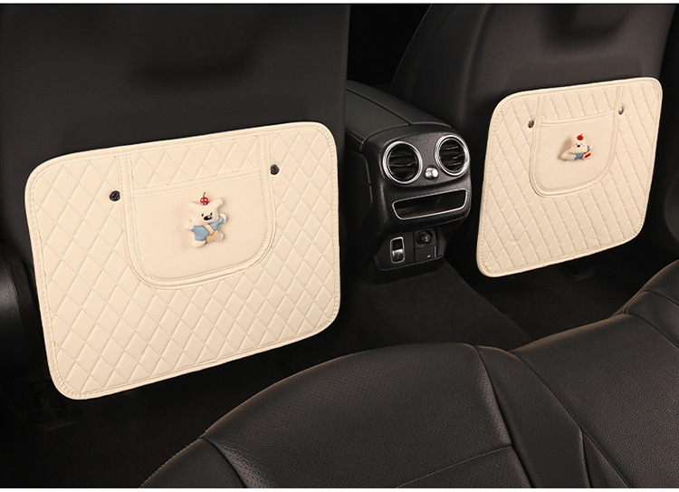 Car Seat Back Anti-Kick Pad Car Seat Back Pad Anti-Dirty Pad with Storage Bag Children's Rear Anti-Kick Pad