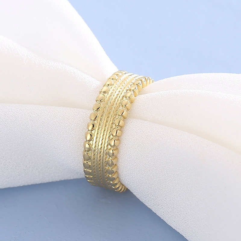 Stainless Steel 18K Gold Plated Retro Stripe Geometric Open Ring display picture 2