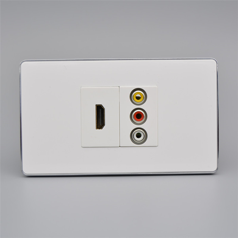 120型二位HDMI高清音视频插座面板 HDMI直插+红黄白AV音视频插座