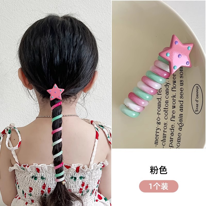 Línea telefónica Círculo para el cabello Rainbow Star Roll para niños alrededor de la cuerda para el cabello para niñas con banda de goma para el cabello nuevo accesorio para el cabello cuerda para la cabeza para mujeres