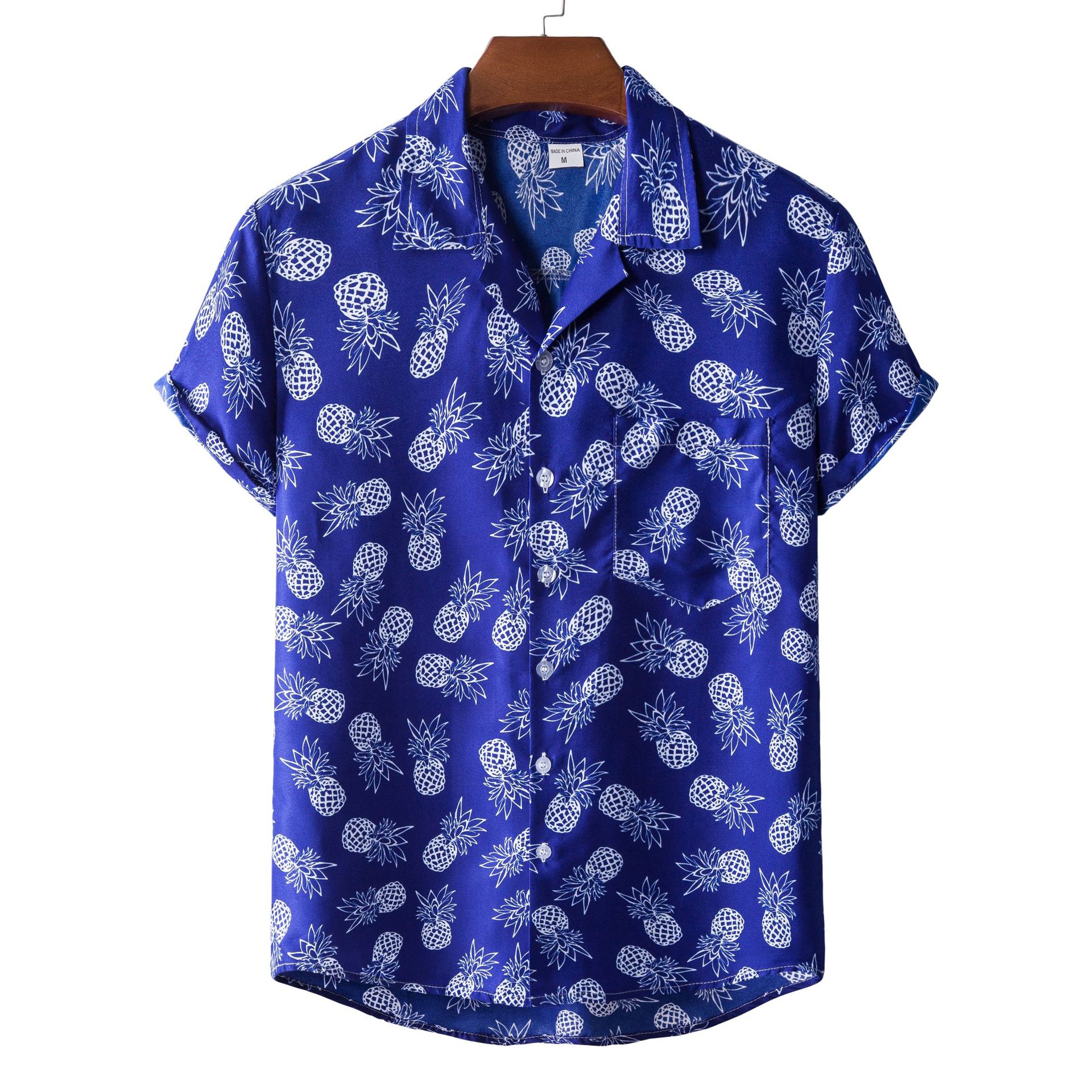 Suministro de comercio exterior transfronterizo 2021 Camisa de manga corta hawaiana estampada estilo étnico para hombres Camisa de manga corta para hombres