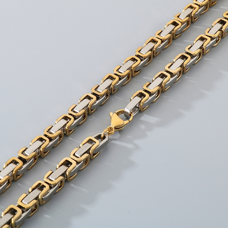 Byzantine Emperor Chain Necklace For Men In Stainless Steel_voghion.com