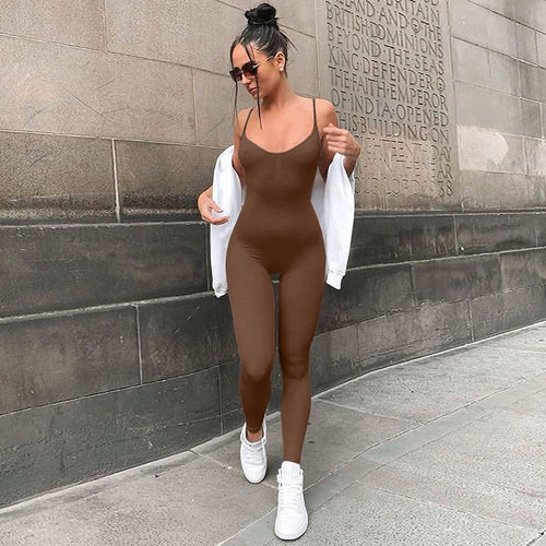 European and American Bestselling Spring Women's Fashion Solid Color Yoga Sport Bodysuit