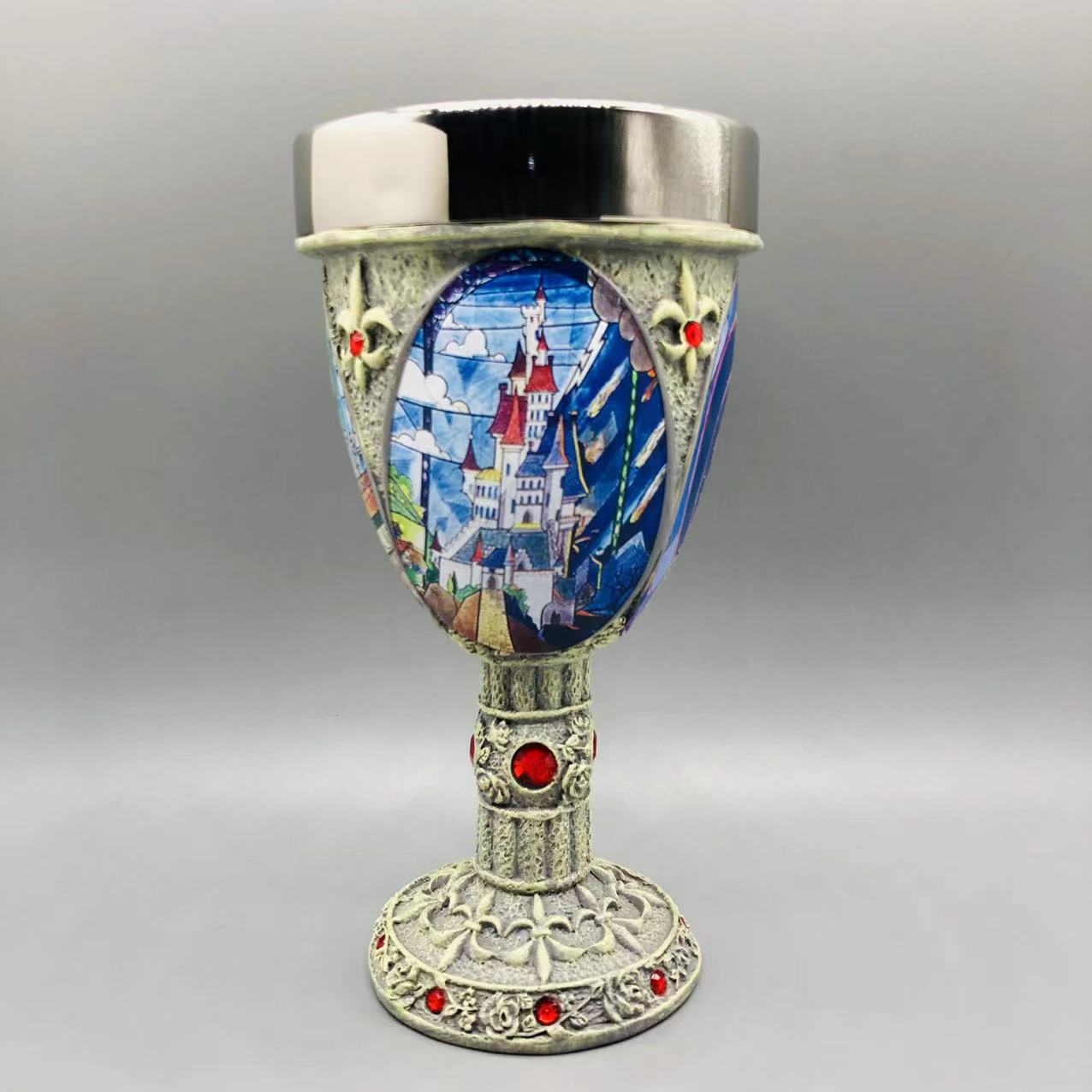 Belleza y Bestia Copa copa de vino tinto taza de acero inoxidable pareja decoración titular de la pluma caja de almacenamiento
