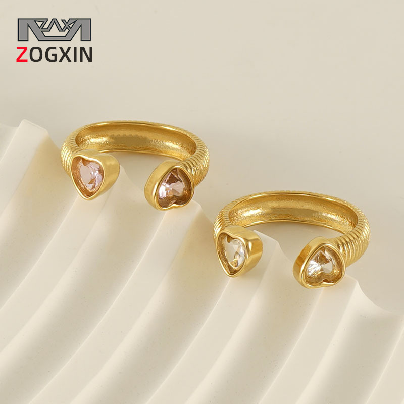 Retro brand fashionable adjustable ring with zircon stainless steel