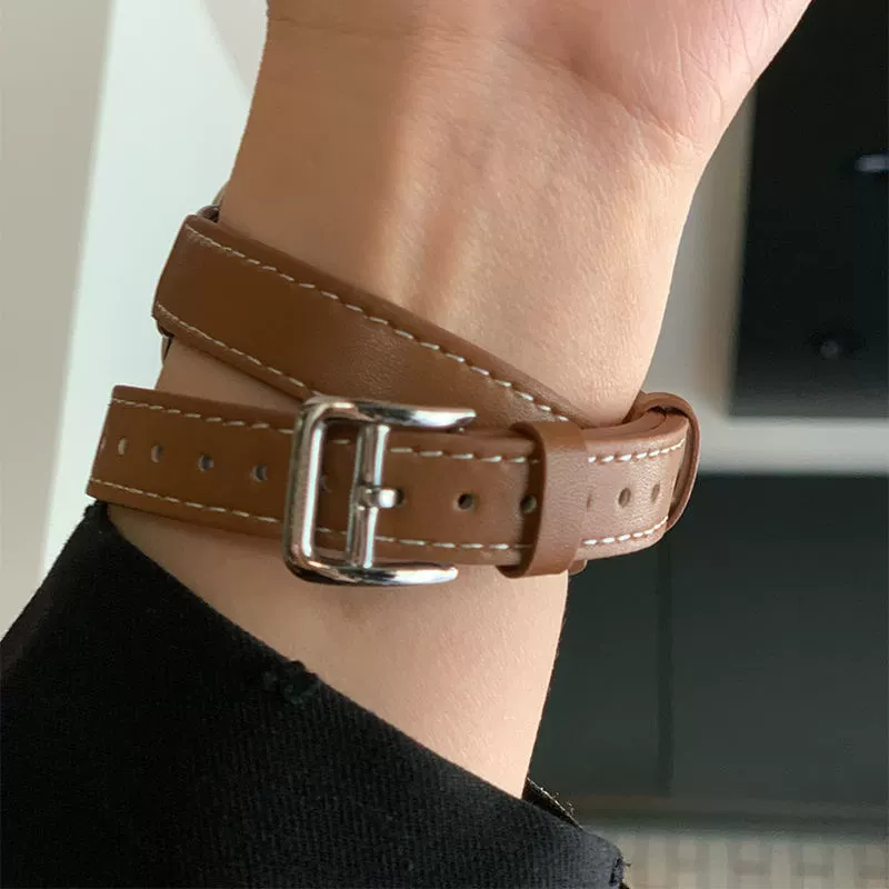 Подходит для Apple Watch iwatch9/8/7/6/4 Slim двойное кольцо тонкая талия ремешок из кожи Apple