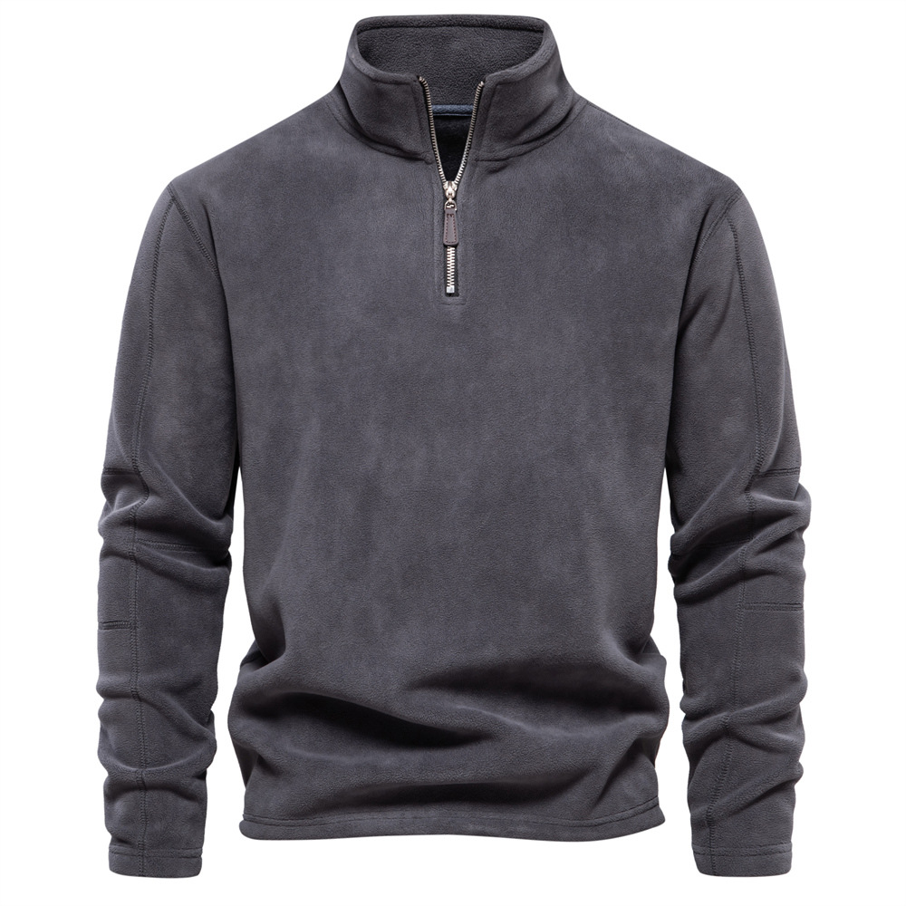 mens-fleece-fleece-hoodie-stand-collar-half-zip-long-sleeve-european-size-cross-border-trend-mens-top