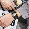 LWCC男士户外运动多功能电子手表经典小方块防水男女情侣学生手表