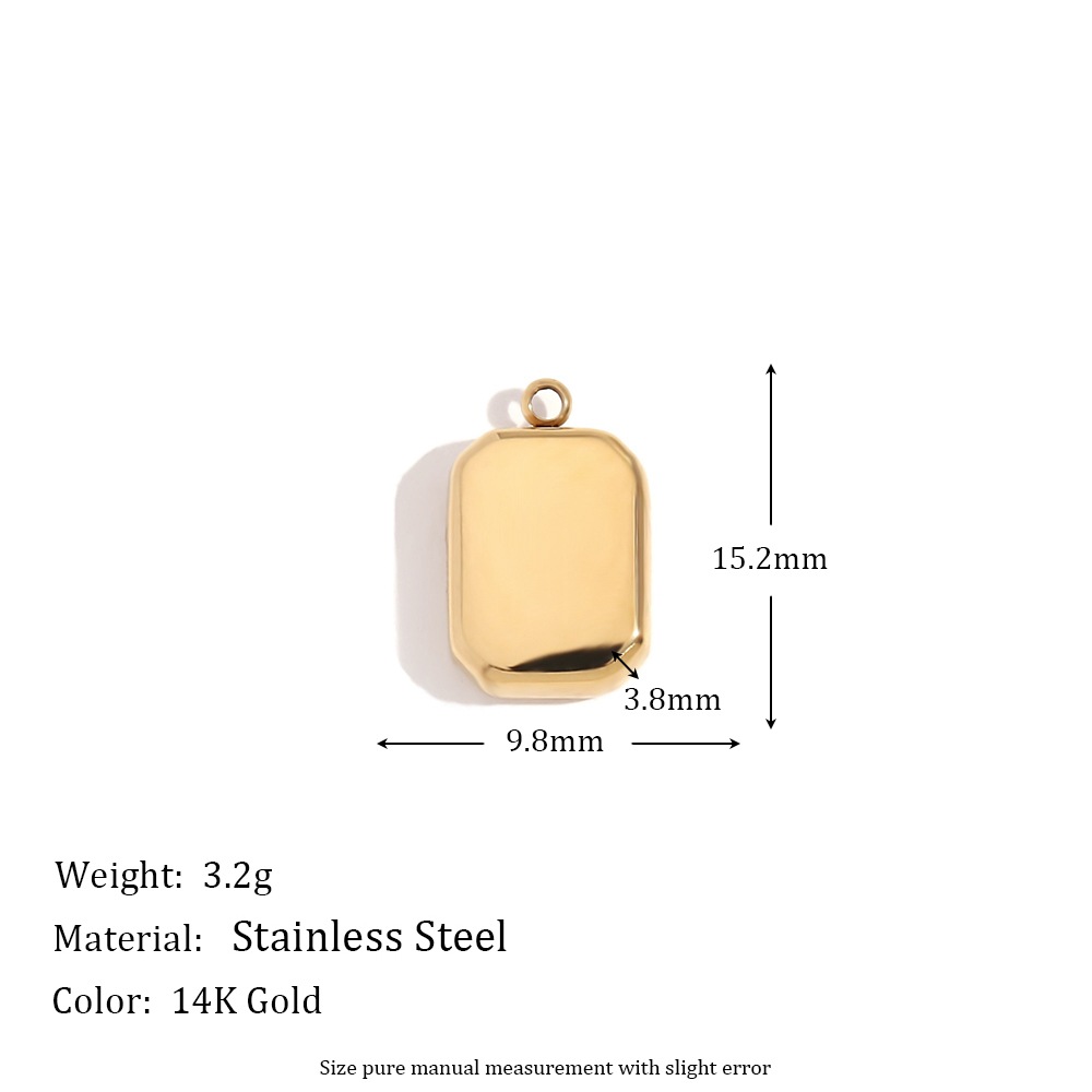 Glossy octagonal square brick pendant-gold
