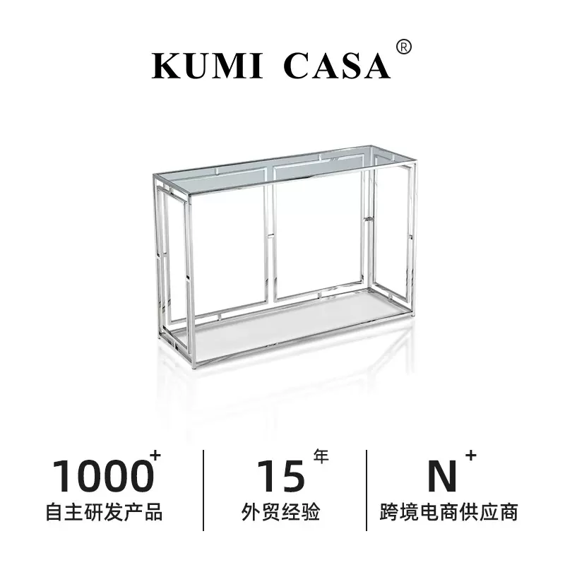 意式玄关台轻奢风现代玄关柜门厅入户不锈钢玄关桌设计师靠墙案几