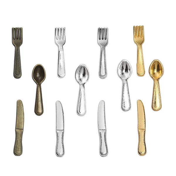 DIY Retro Zinc Alloy Jewelry Accessories Mini Tableware Knife Fork Spoon Factory Direct Sale
