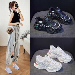 2025 Spring New Ins K-Style Daddy Women's Shoes Trendy Student Heightening Sports Shoes Running Casual Breathable K805