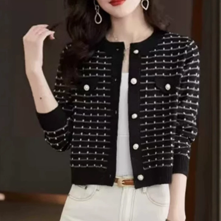 Куртка, кардиган, короткий вязаный свитер, стиль Chanel, осень, 2024 год